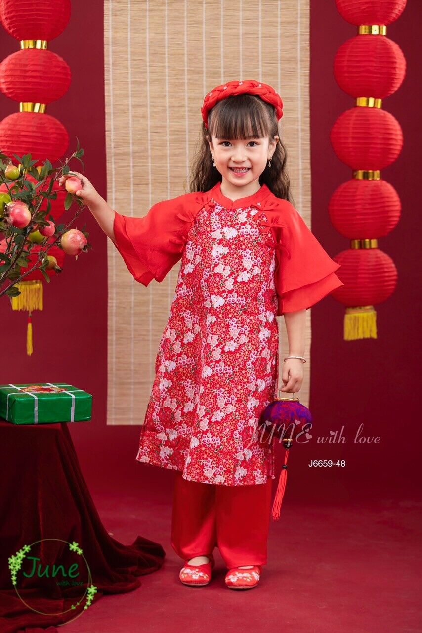 Vietnamese Ao dai for kids, girls 2-11Y