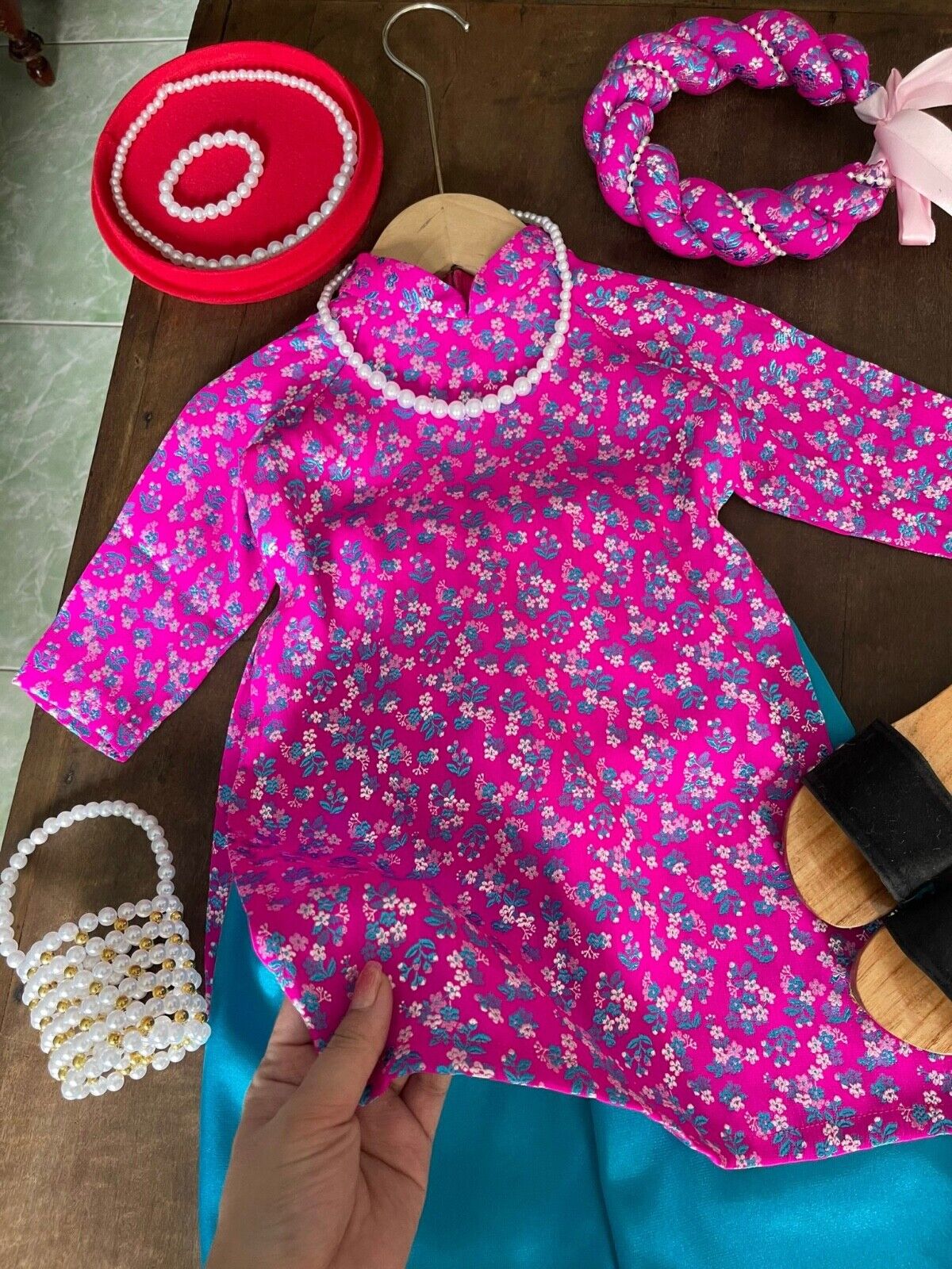 Thai Tuan Ao dai for newborn babies, infants, toddler girl