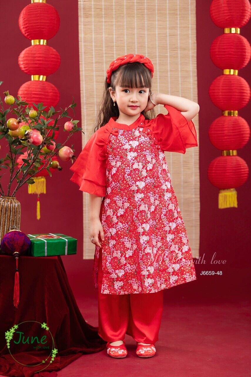 Vietnamese Ao dai for kids, girls 2-11Y
