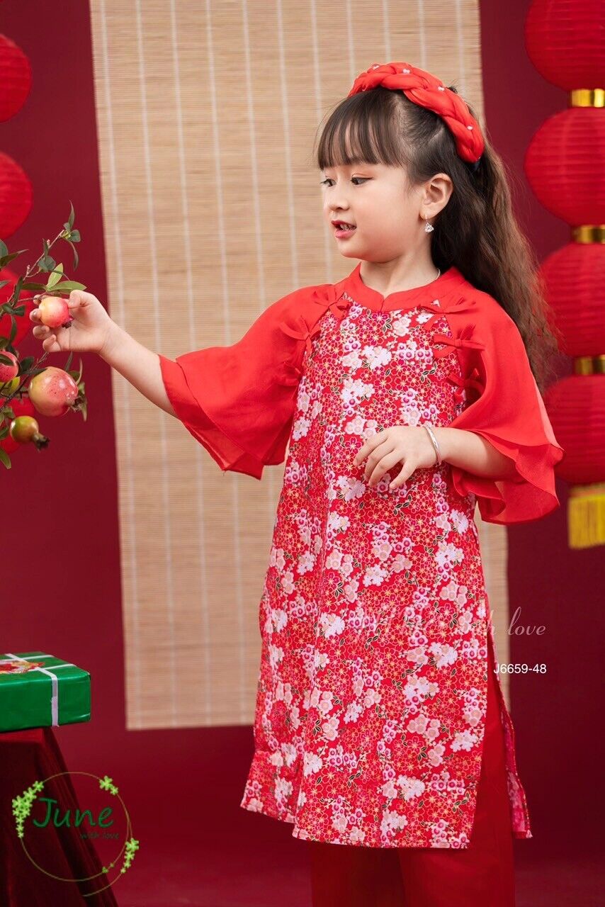Vietnamese Ao dai for kids, girls 2-11Y