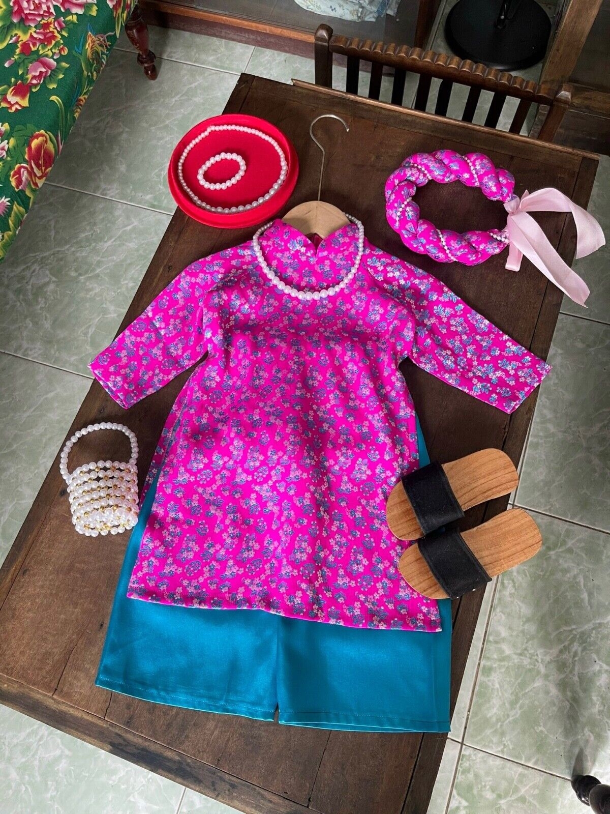 Thai Tuan Ao dai for newborn babies, infants, toddler girl