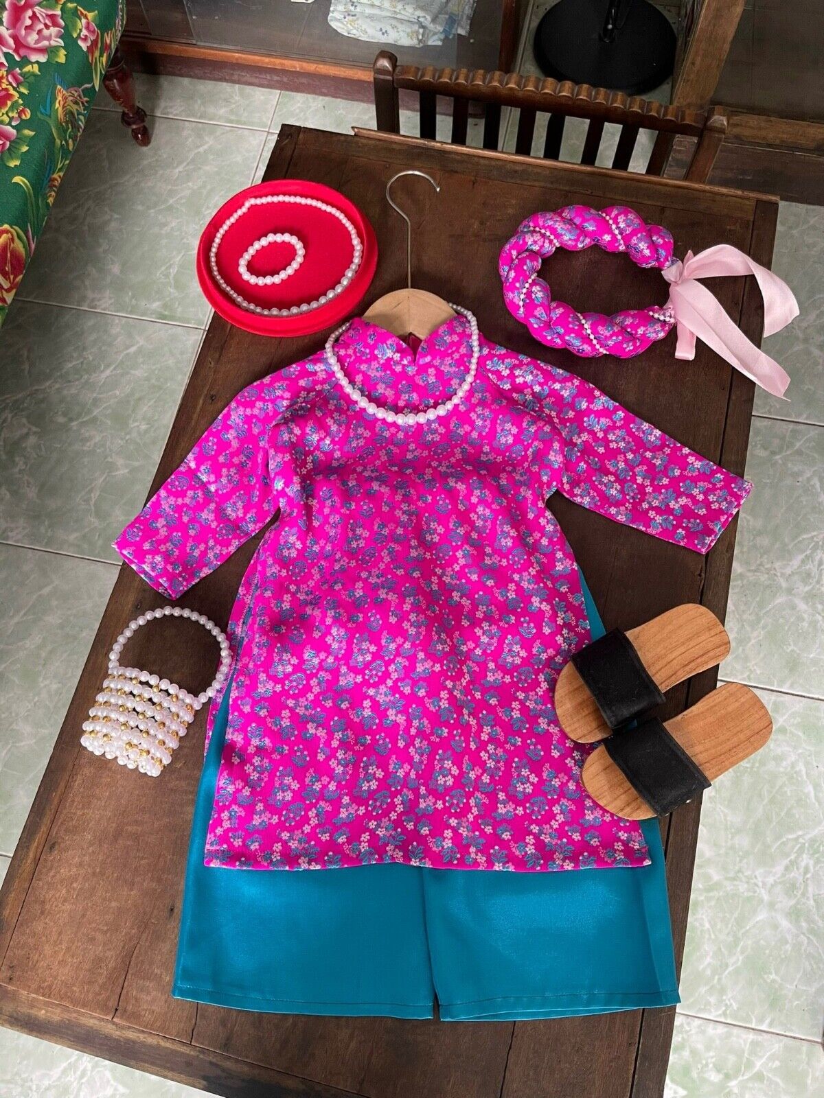 Thai Tuan Ao dai for newborn babies, infants, toddler girl