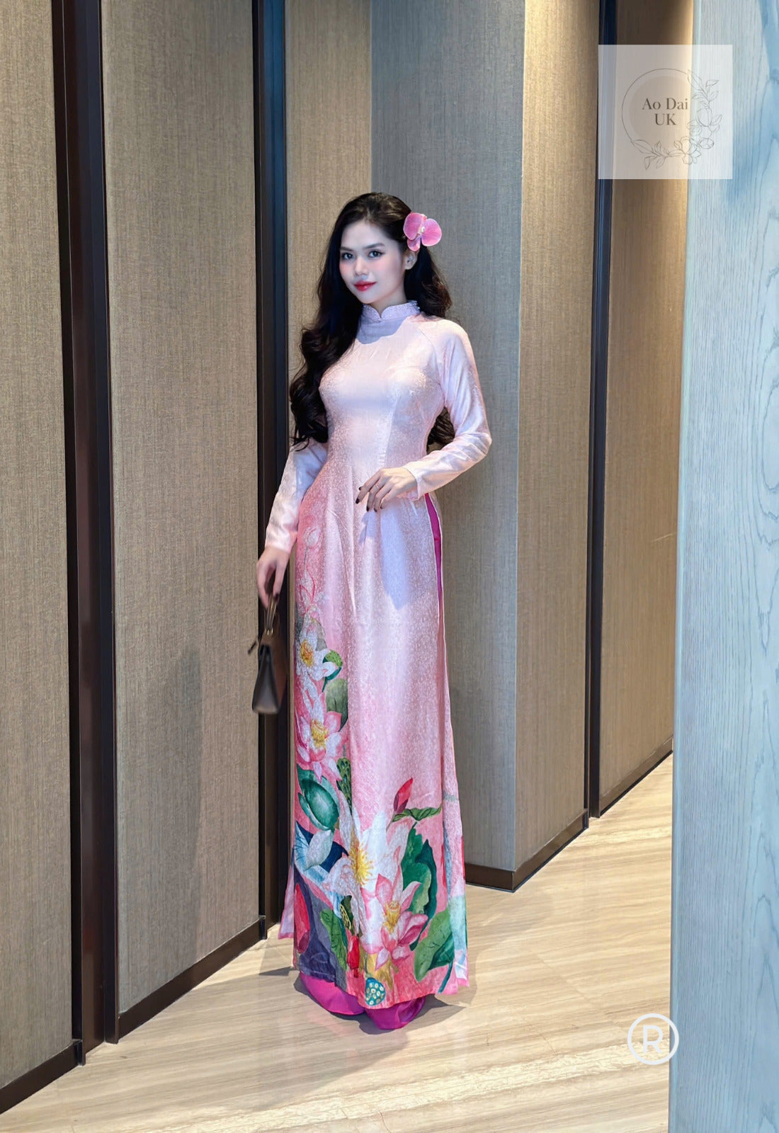 Luxury jacquard silk Ao dai S- 3XL Vietnamese traditional dress