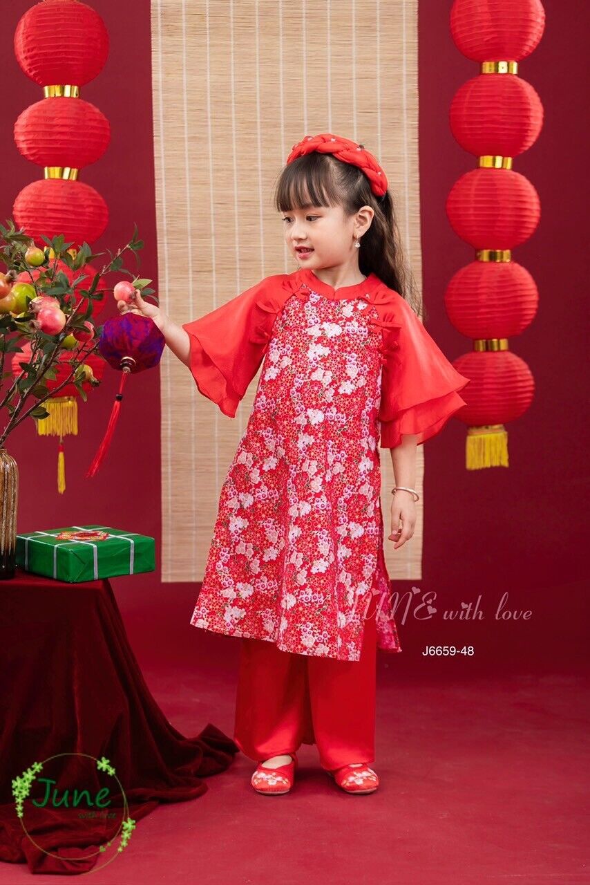Vietnamese Ao dai for kids, girls 2-11Y