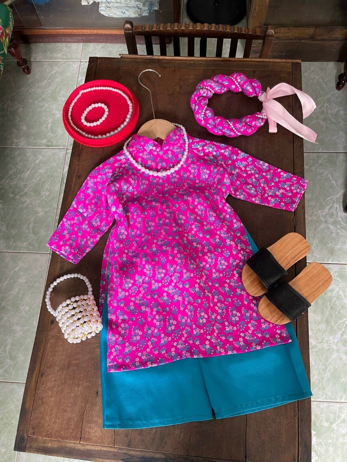 Thai Tuan Ao dai for newborn babies, infants, toddler girl