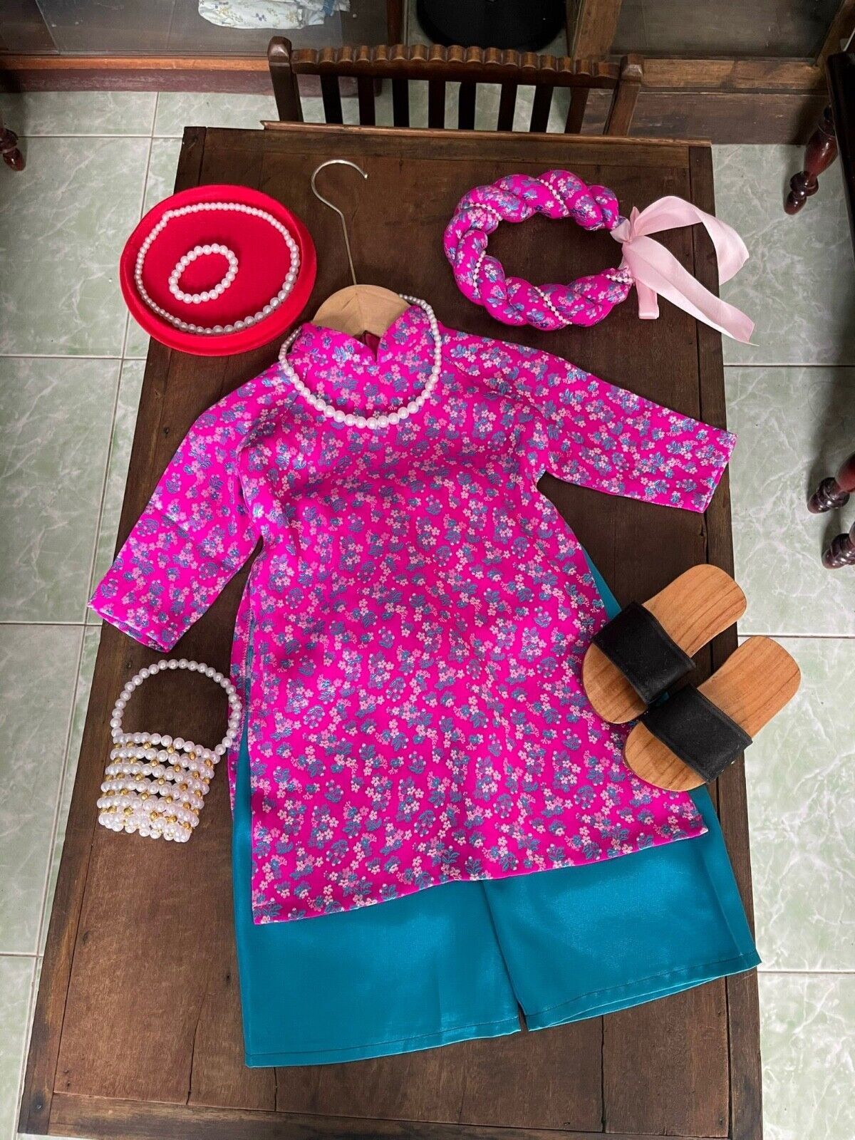 Thai Tuan Ao dai for newborn babies, infants, toddler girl