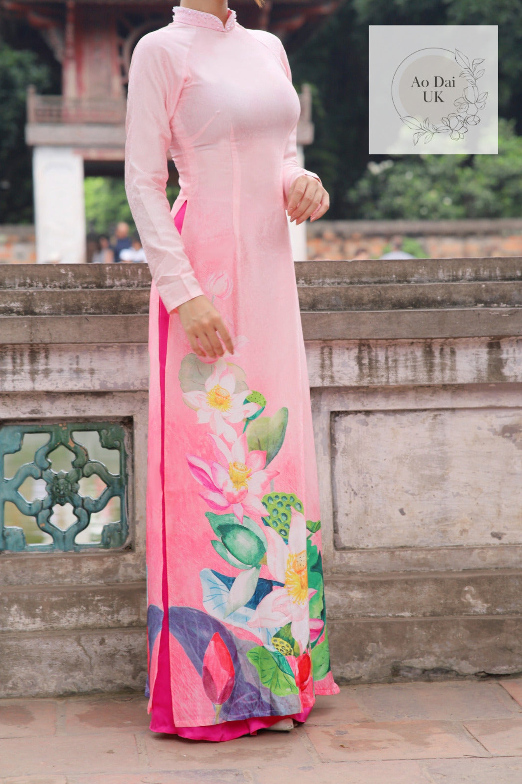Luxury jacquard silk Ao dai S- 3XL Vietnamese traditional dress