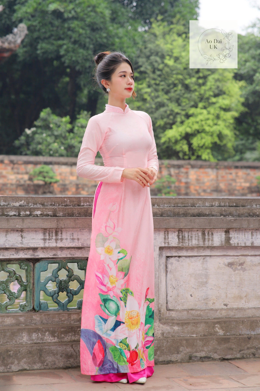 Luxury jacquard silk Ao dai S- 3XL Vietnamese traditional dress
