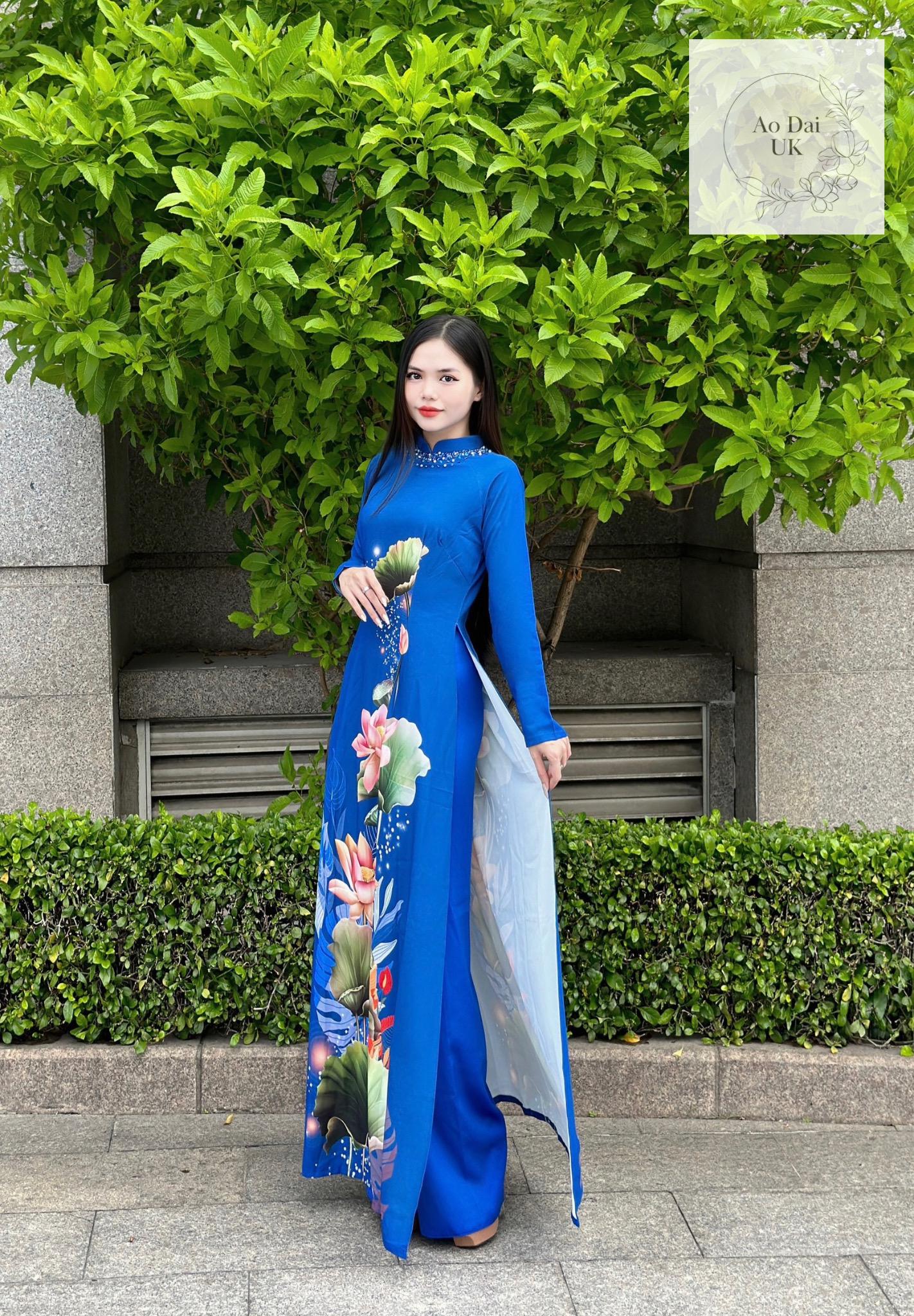 3D traditional silk Ao dai - Ao dai truyen thong - Vietnamese traditional dress for women