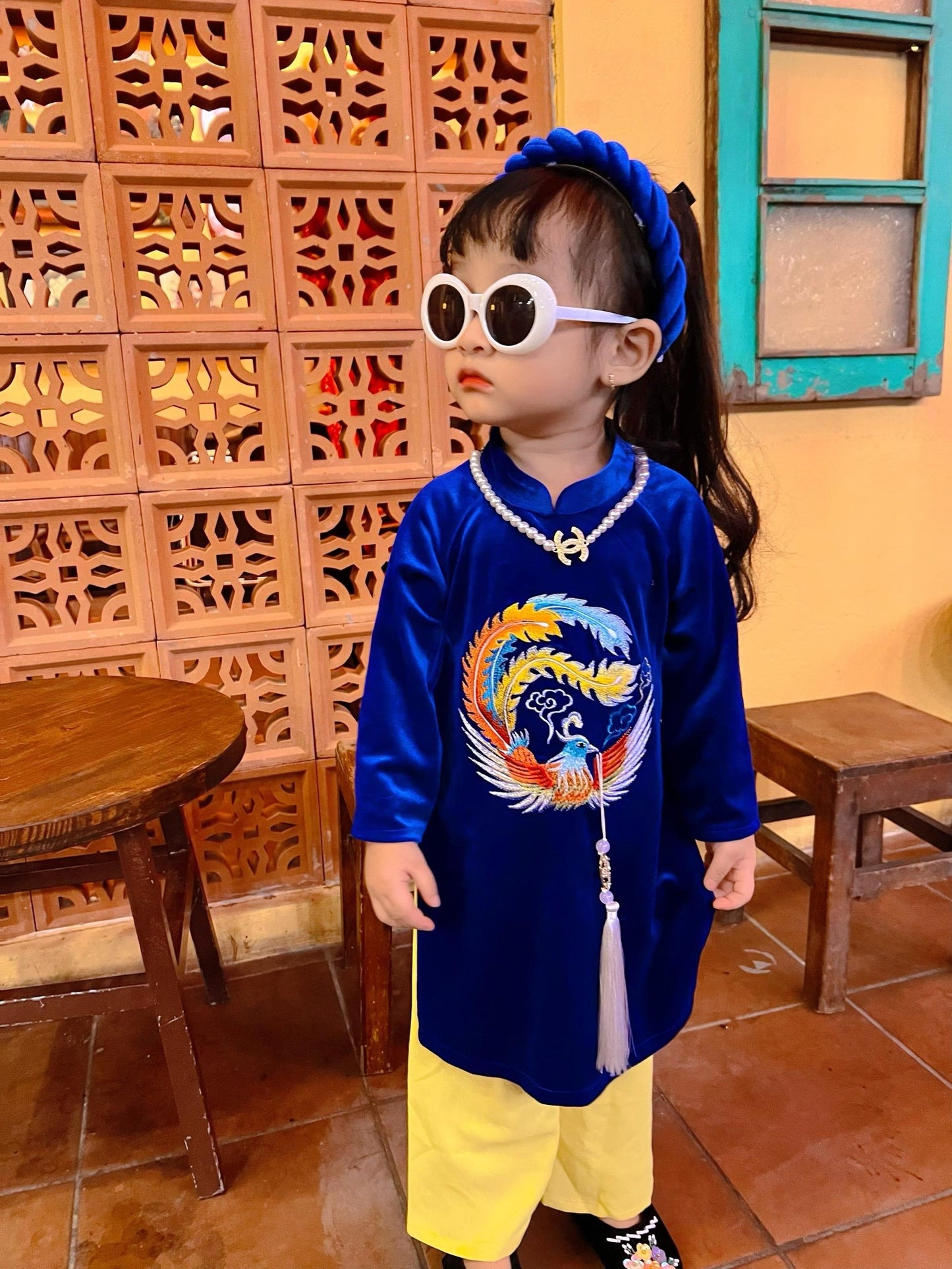 Ao dai and headband for baby, toddler, girl - baby first ao dai