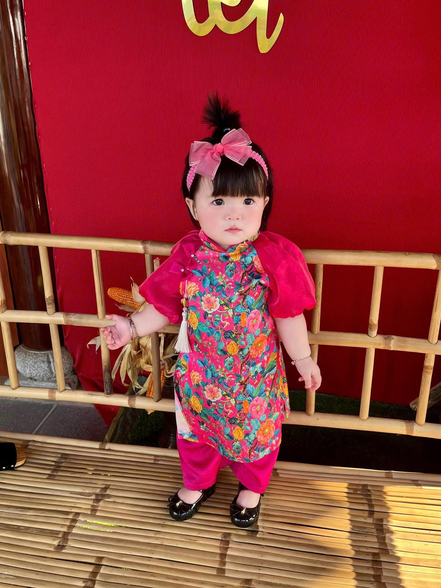 Baby, infant, newborn ao dai and headband for girls- baby first ao dai