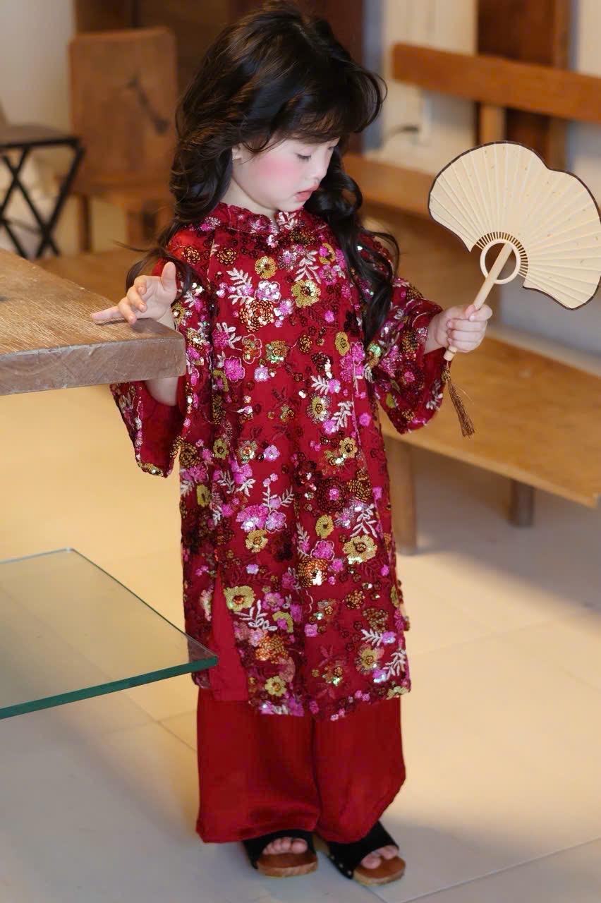 Sequin ao dai for girls 1-10Y