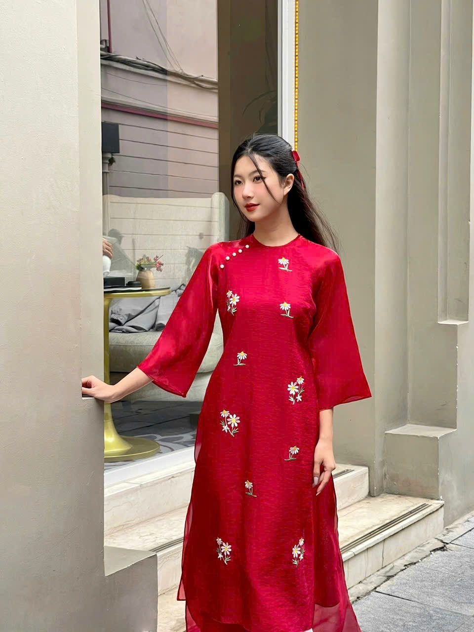 Women and kid matching ao dai- Vietnamese traditional dress for female, girls, kids, teens