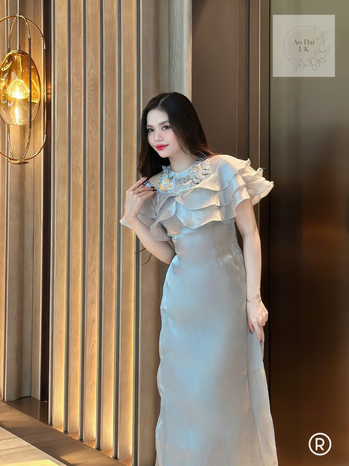 Vietnamese modern Ao dai - drop shoulder organza ao dai S-2XL