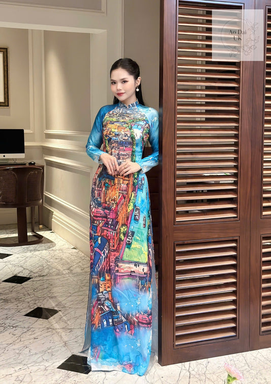 Wahrzeichen von London – Ao Dai für Frauen – traditionelle vietnamesische Kleidung