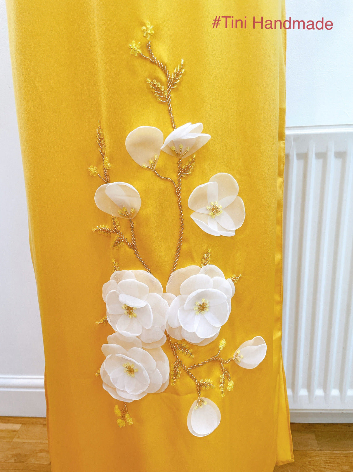 Vietnamese silk Ao dai with 3d flowers