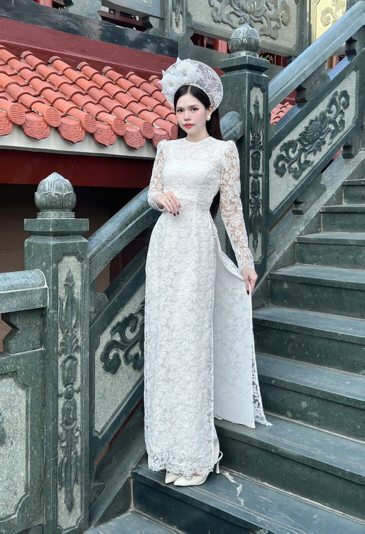 Wedding Ao dai - Vietnamese lace wedding dress, gown