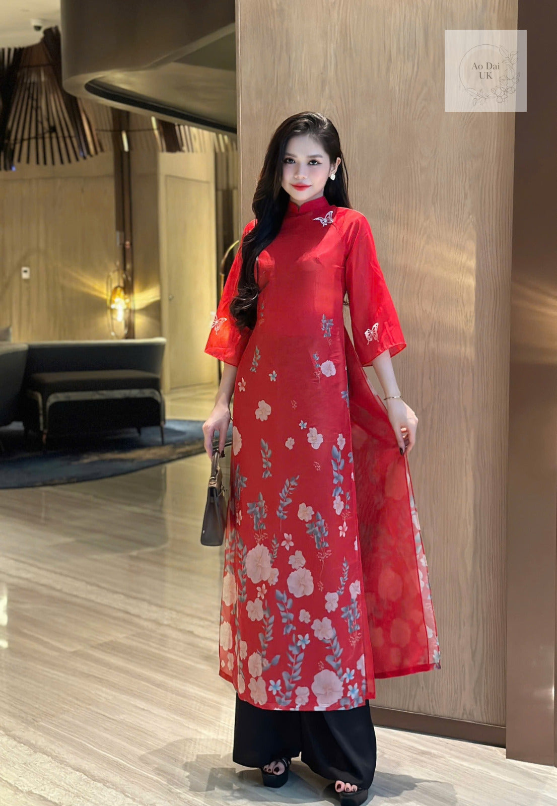 VIETNAMESE MODERN AO DAI WITH FLORAL PRINT