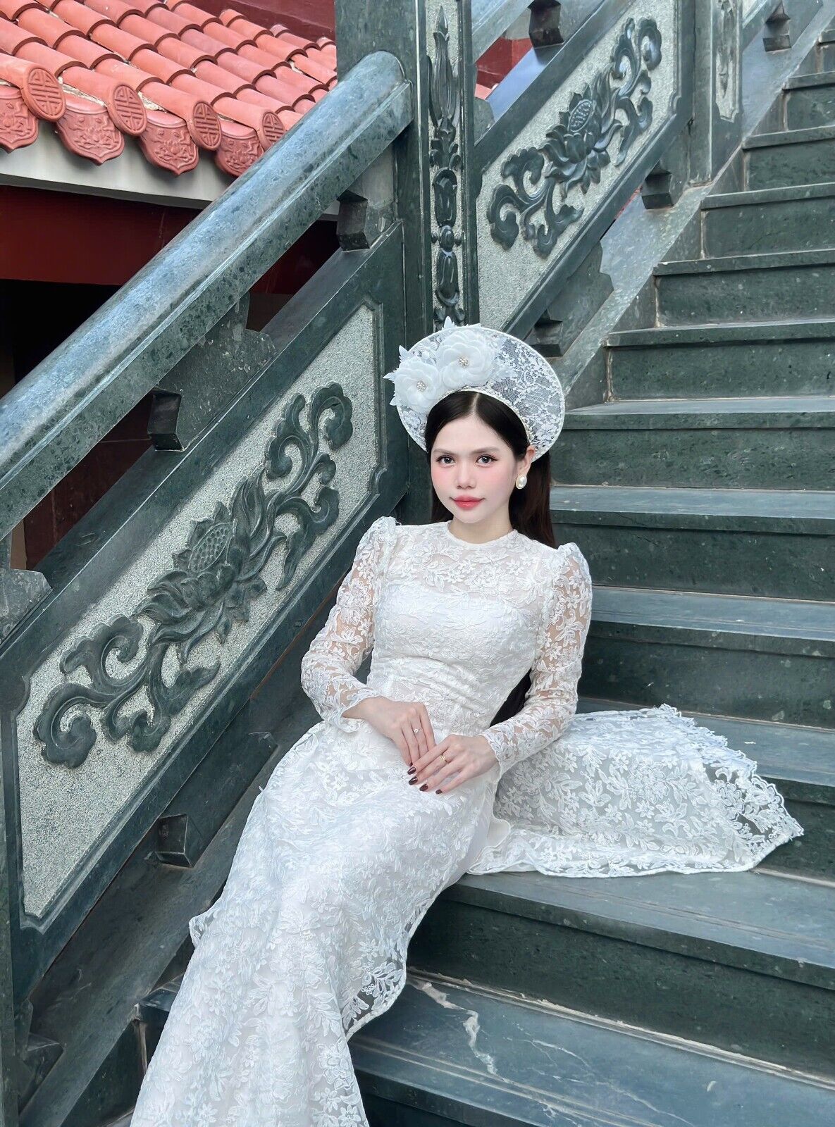 Wedding Ao dai - Vietnamese lace wedding dress, gown