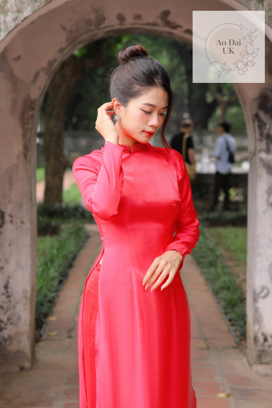 Luxury gradient silk  Ao dai S-5XL