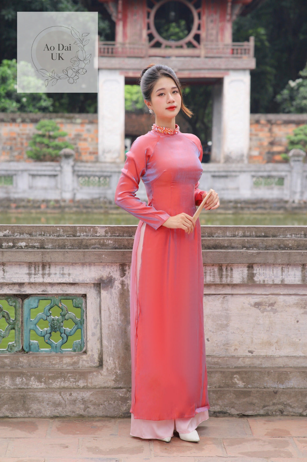 Vietnamese gradient silk Ao dai S-5XL