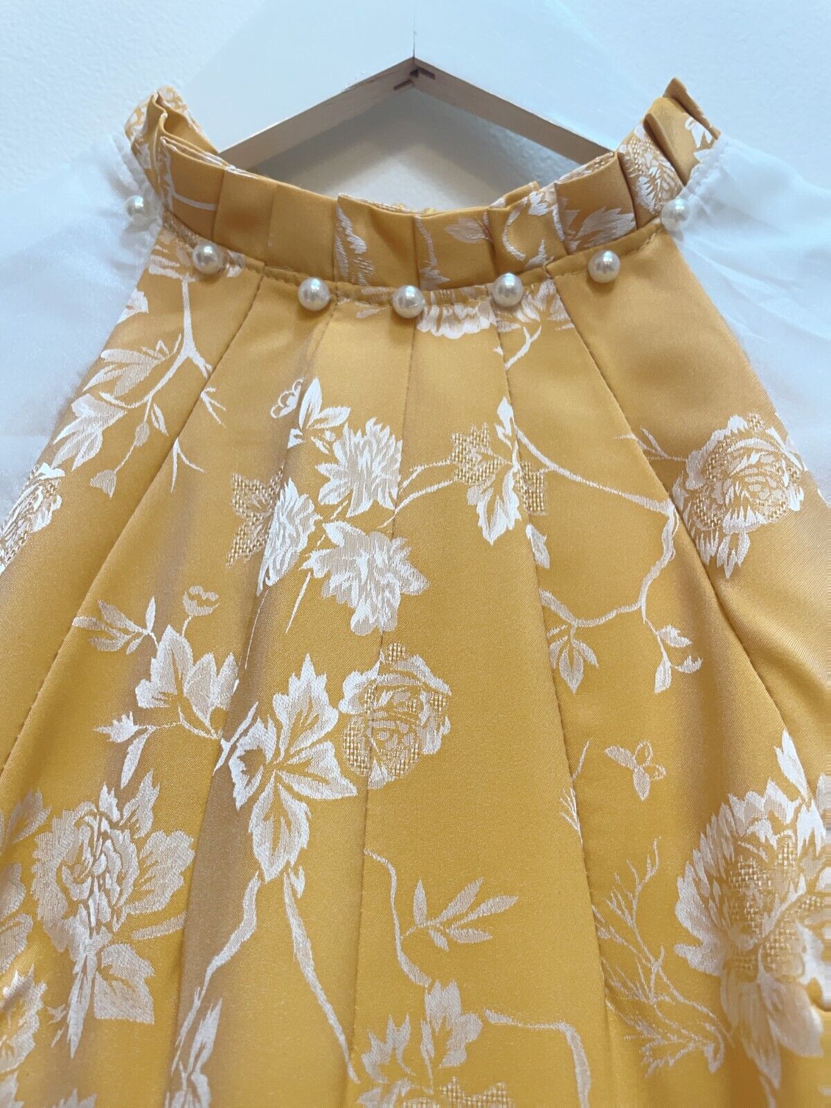 Yellow jacquard silk Ao dai