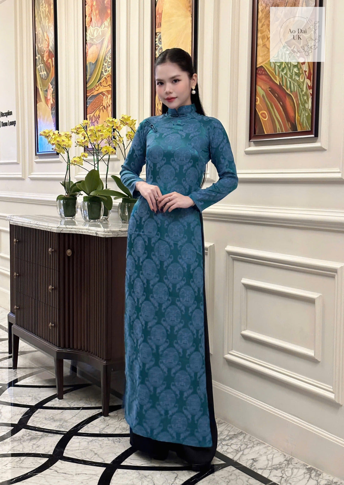 Vietnamese Jacquard Silk Ao dai Aodai big size over size