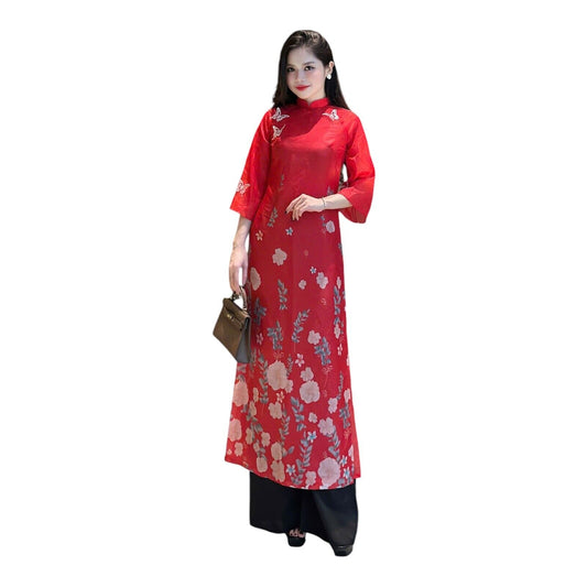 VIETNAMESE MODERN AO DAI WITH FLORAL PRINT