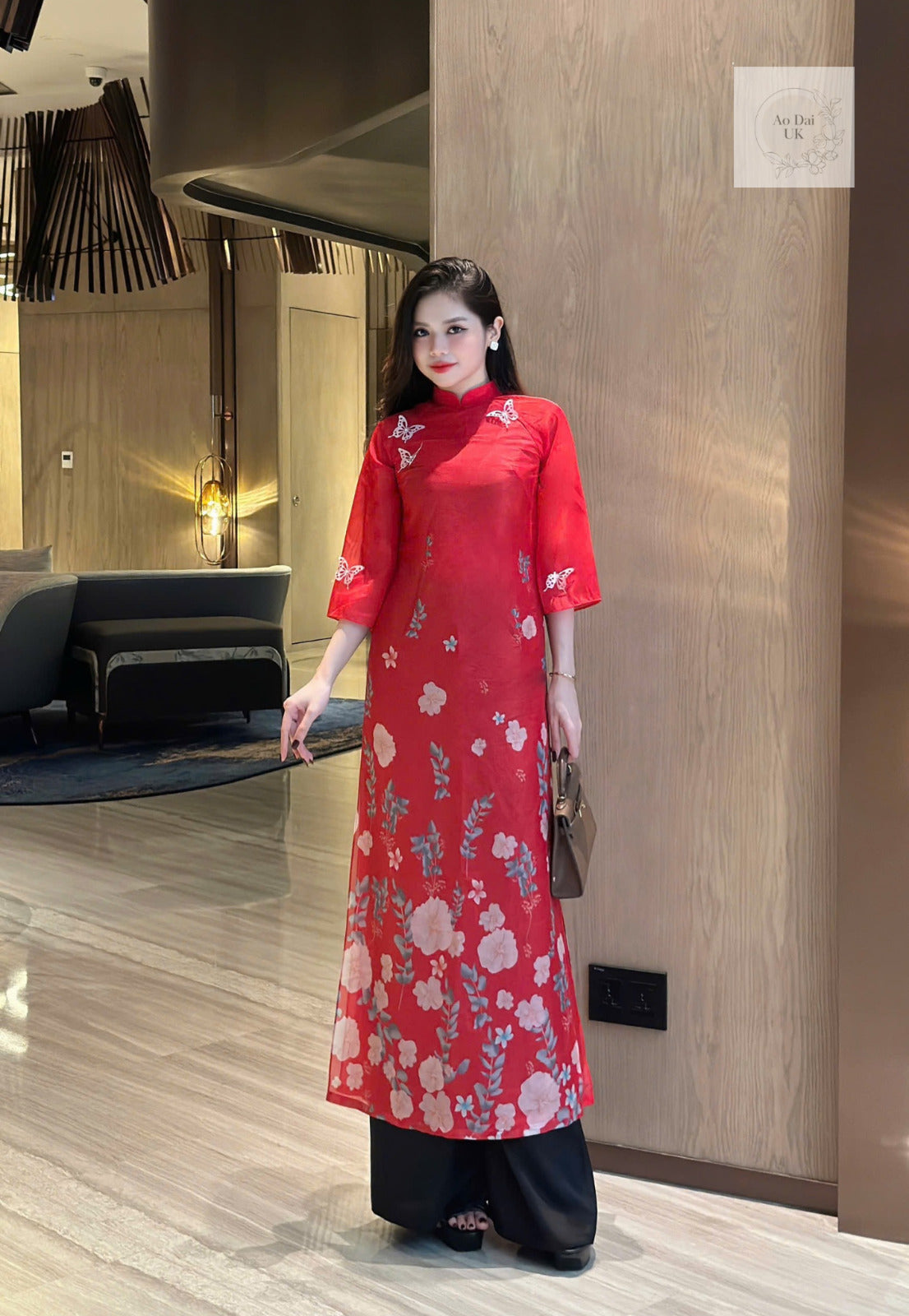 VIETNAMESE MODERN AO DAI WITH FLORAL PRINT