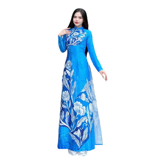 Luxury jacquard silk Ao dai - Ao dai truyen thong - Vietnamese traditional dress