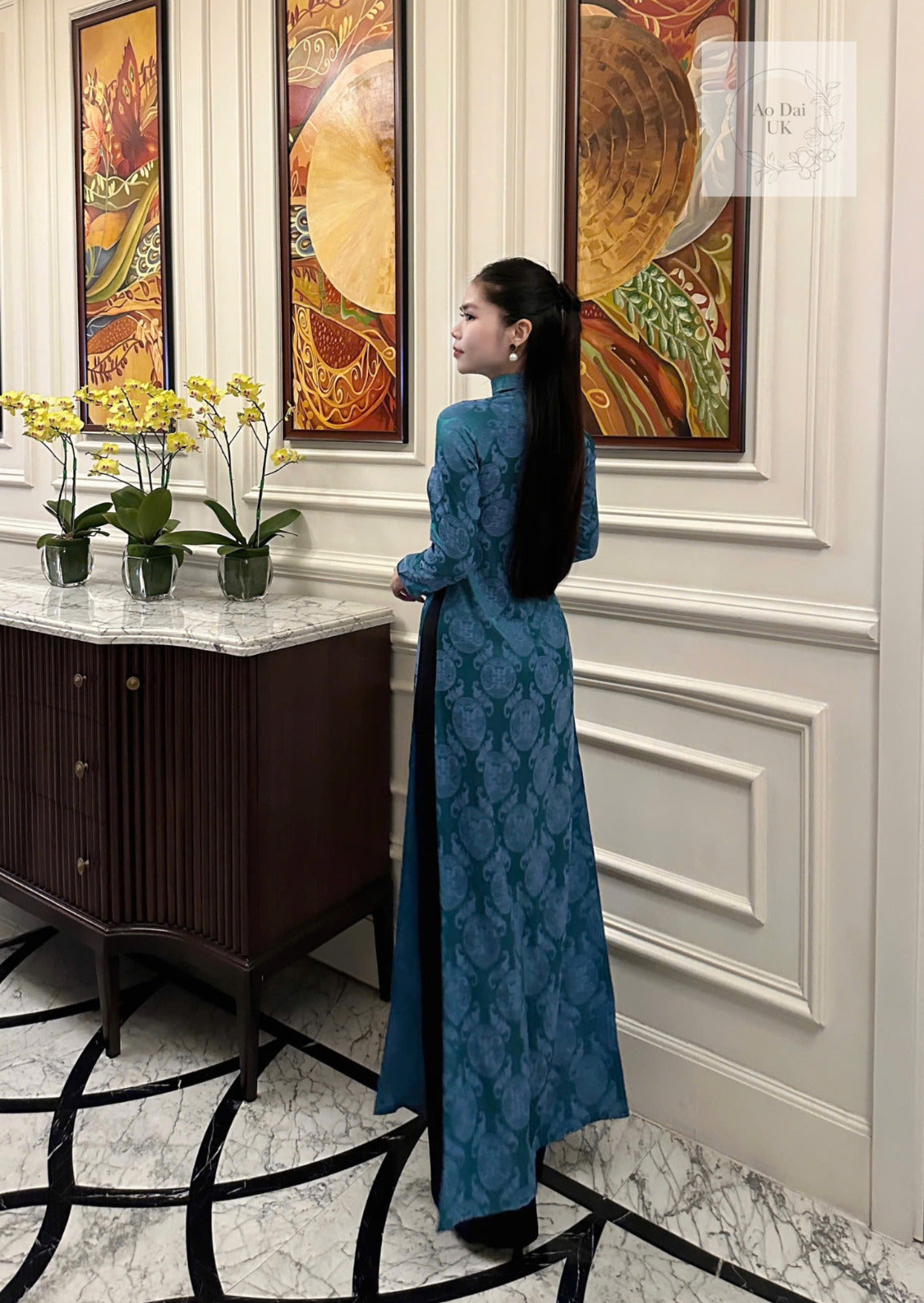 Vietnamese Jacquard Silk Ao dai Aodai big size over size