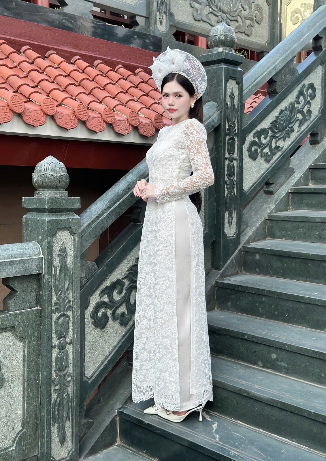 Wedding Ao dai - Vietnamese lace wedding dress, gown