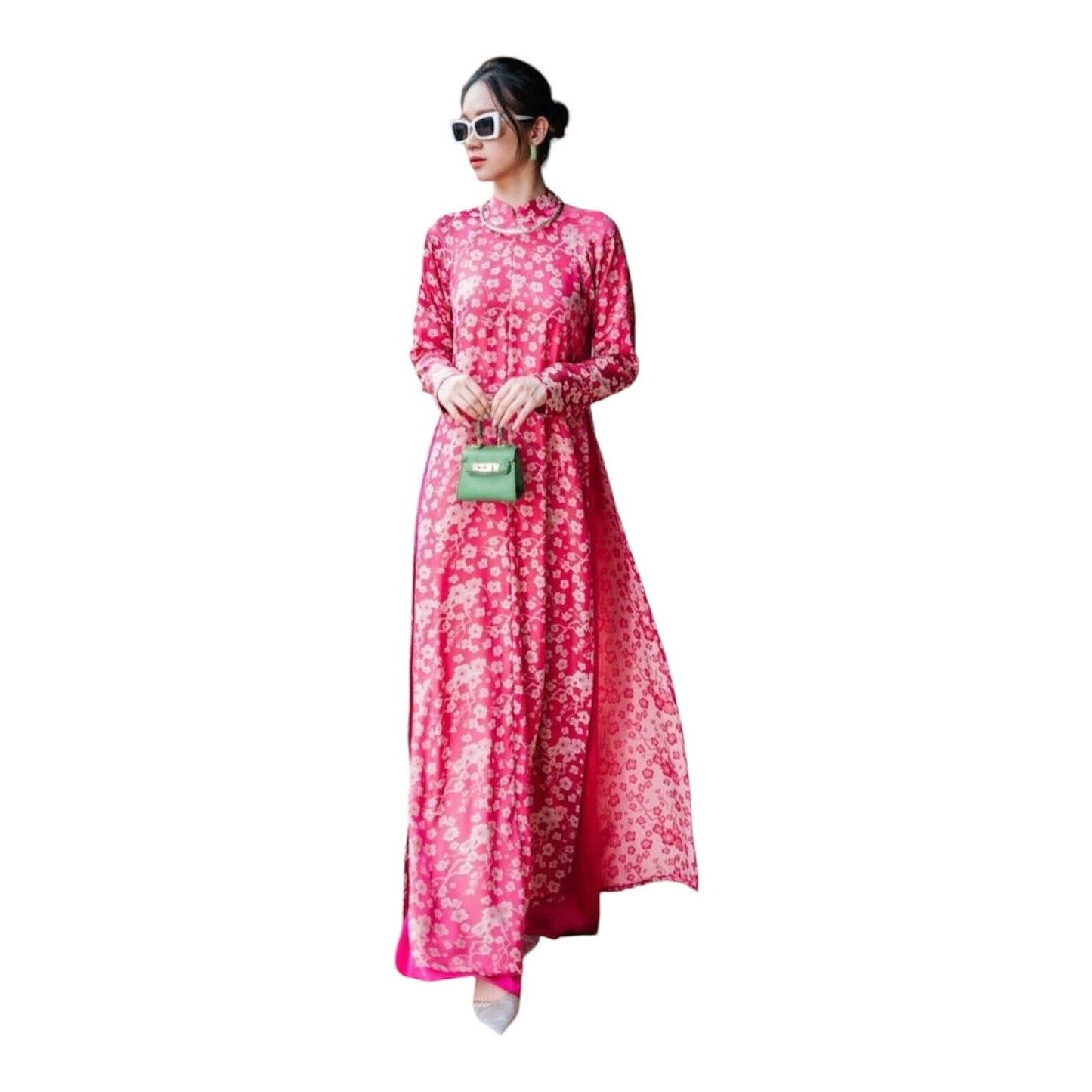 Vietnamese jacquard silk Ao dai - Ao dai cach tan