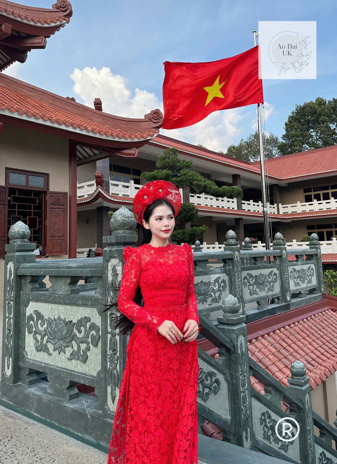 Red lace wedding Ao dai - Vietnamese traditional wedding dress, gown