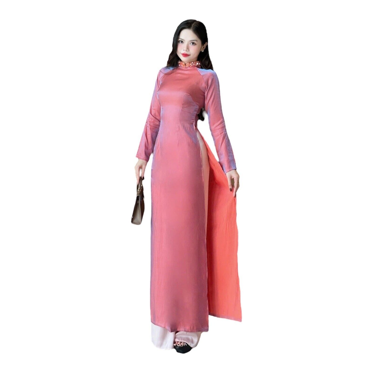 Vietnamese gradient silk Ao dai S-5XL