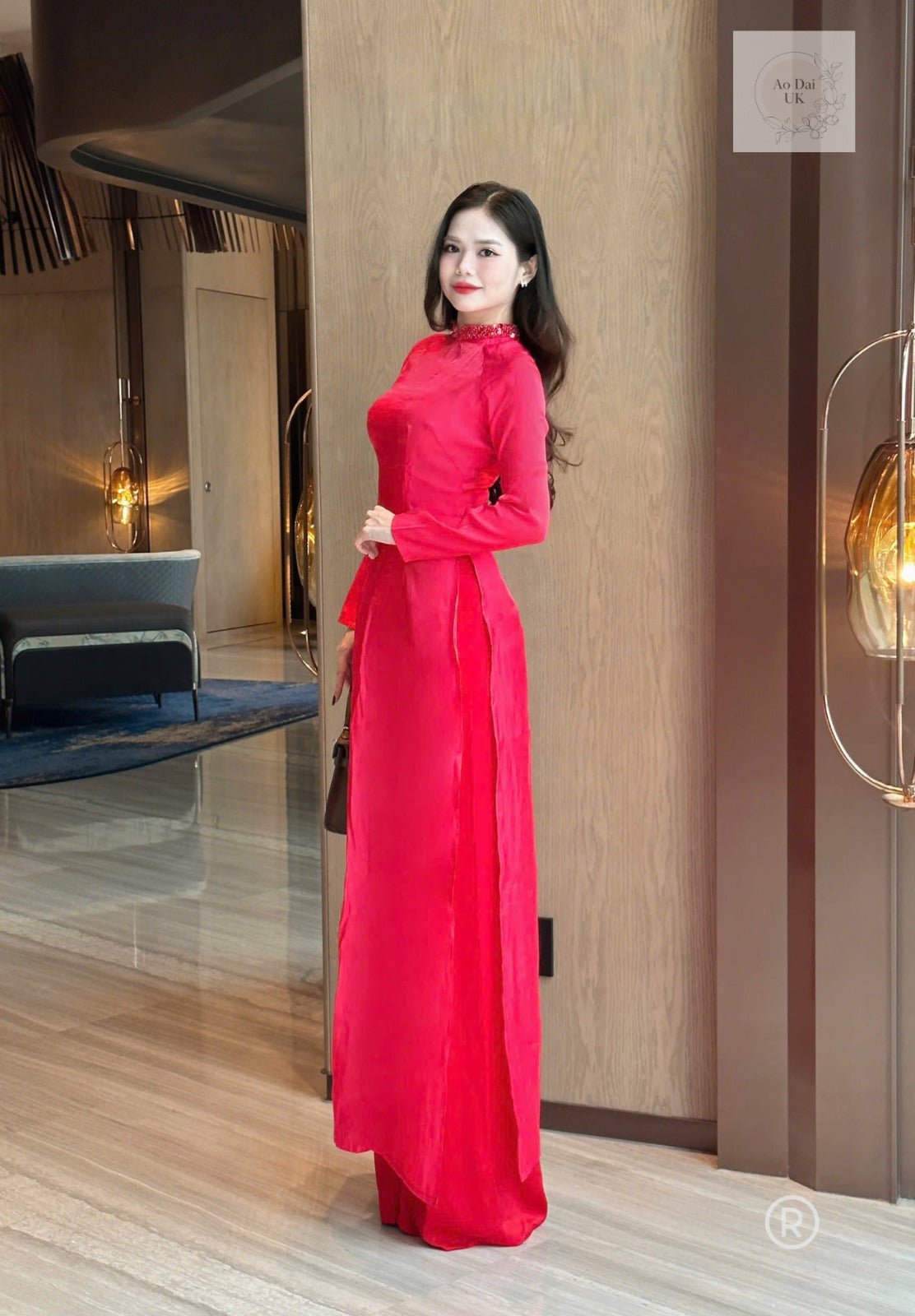 Luxury gradient silk  Ao dai S-5XL