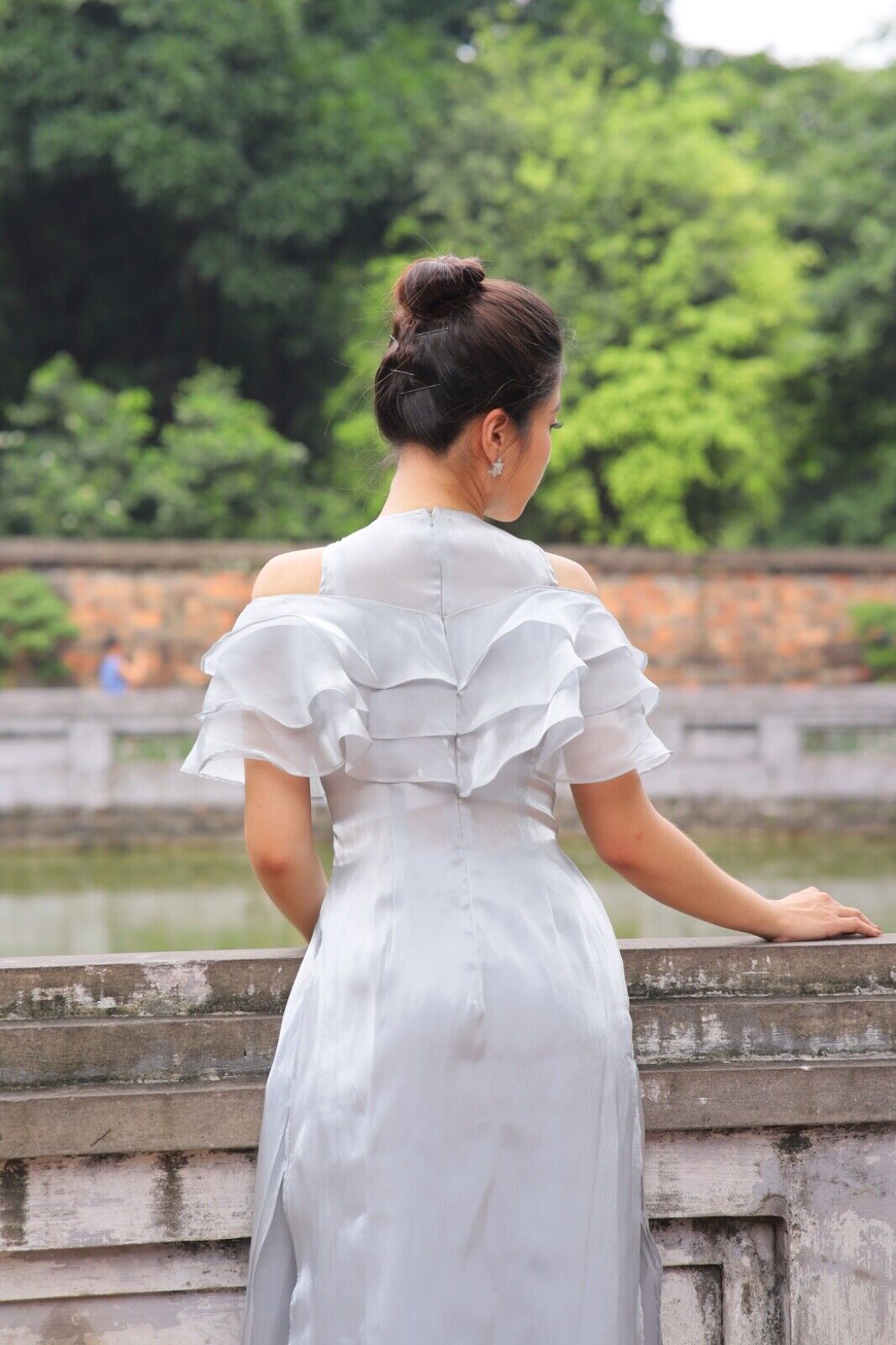 Vietnamese modern Ao dai - drop shoulder organza ao dai S-2XL