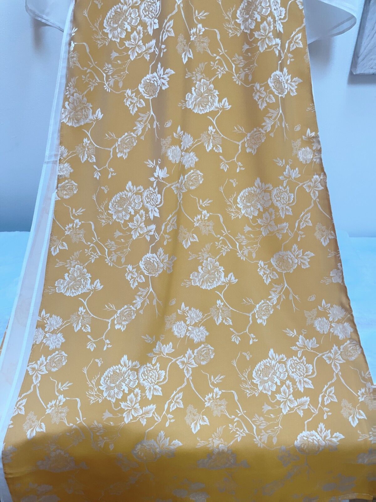 Yellow jacquard silk Ao dai