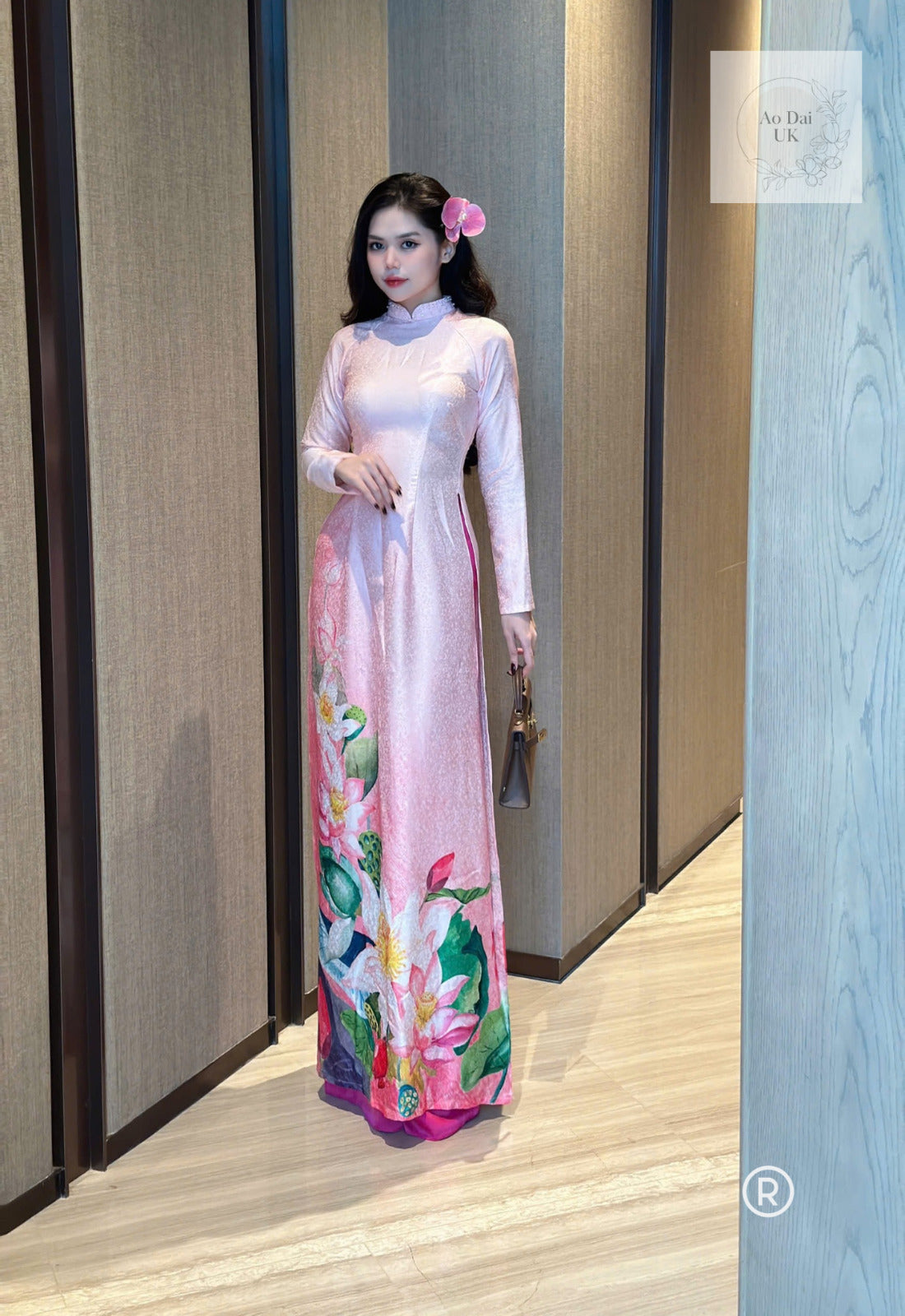 Luxury jacquard silk Ao dai  S- 3XL Vietnamese traditional dress