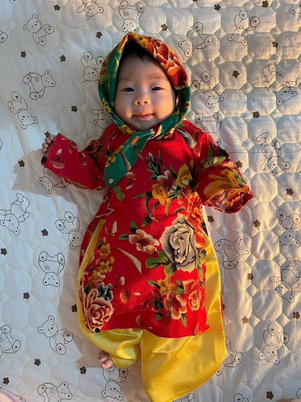 NEWBORN BABY, INFANT, BOY AND GIRL AO DAI WITH HEADPIECE