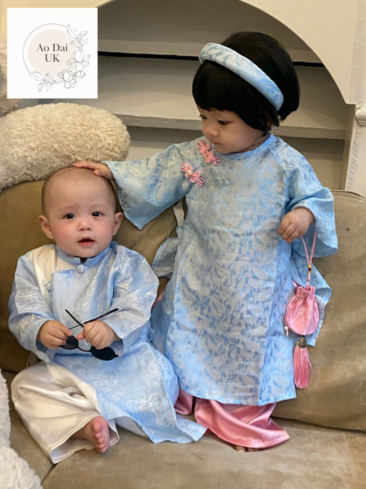 Boy And Girl Baby Infant Toddler Mulberry silk Ao Dai