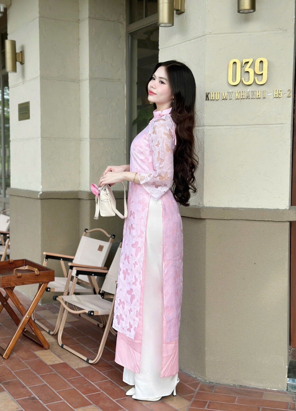 Vietnamese modern Ao dai with butterfly pattern - Vietnamese dress