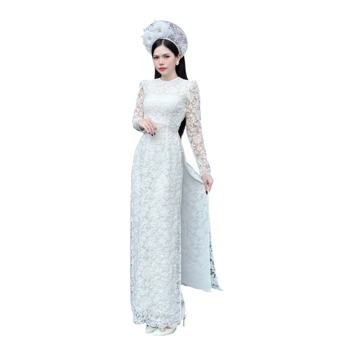 Wedding Ao dai - Vietnamese lace wedding dress, gown