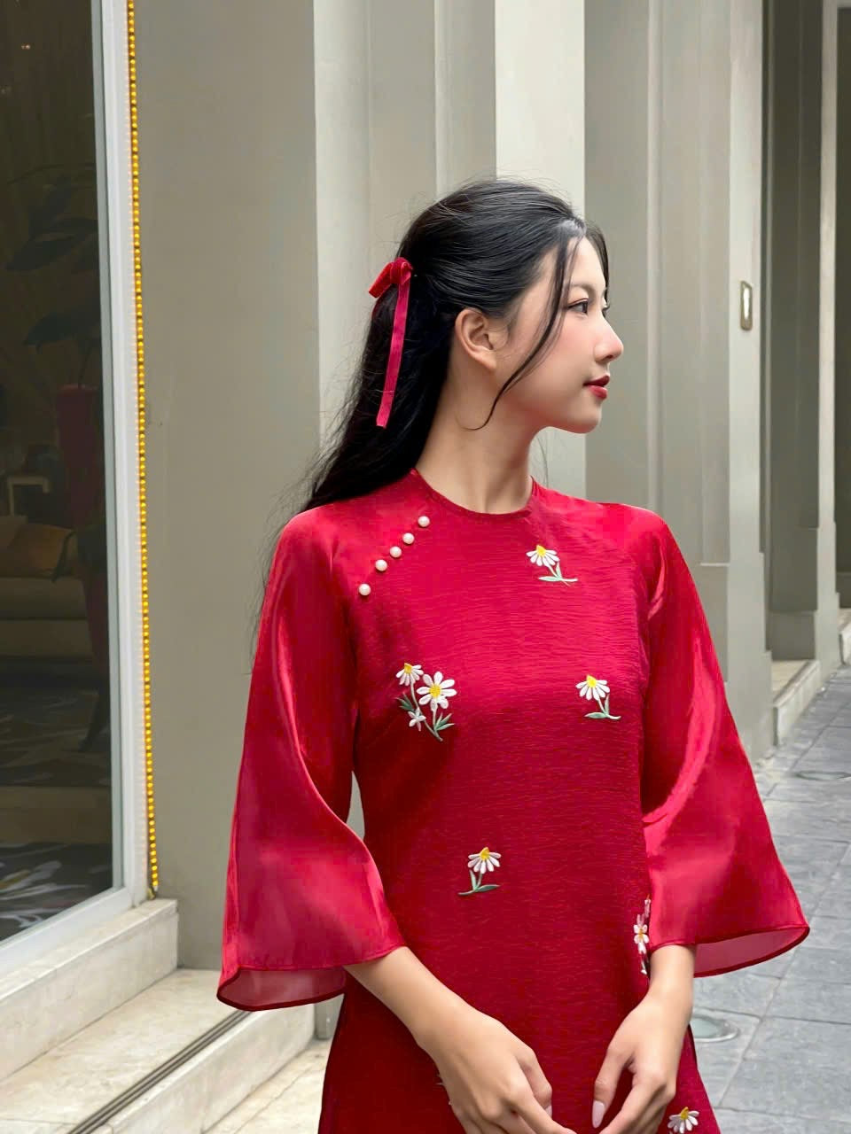 Women and kid matching ao dai- Vietnamese traditional dress for female, girls, kids, teens