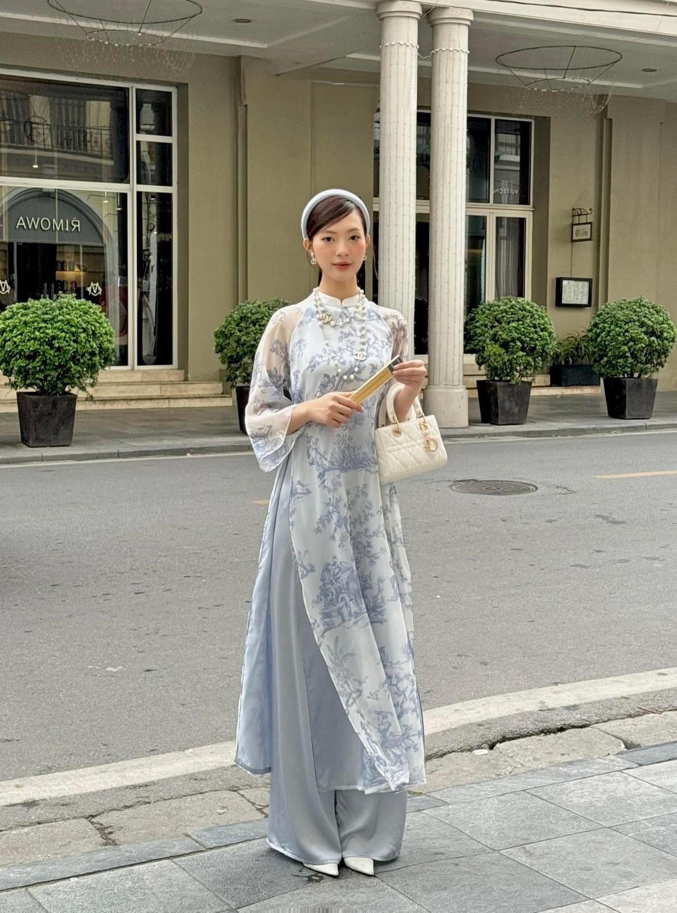 Vietnamese modern ao dai with vintage patterns- Ao Dai loose fit, big sizes, over sizes