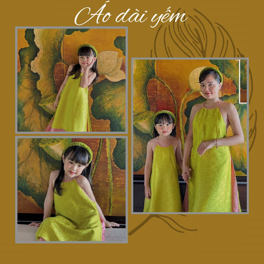 Women and kid ao dai- Ao dai cach tan- Mom and kid matching Vietnamese clothes