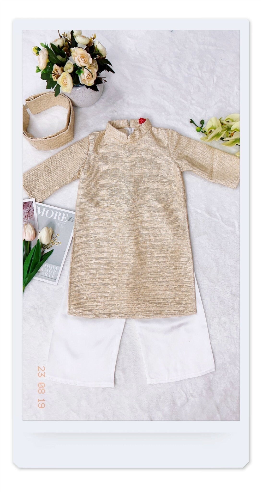 Vietnamese ao dai and headpiece for boys - Ao dai truyen thong