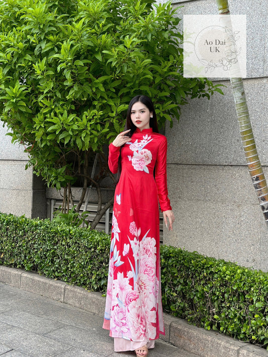 Traditional silk Ao dai - Ao dai truyen thong - Vietnamese traditional dress for women