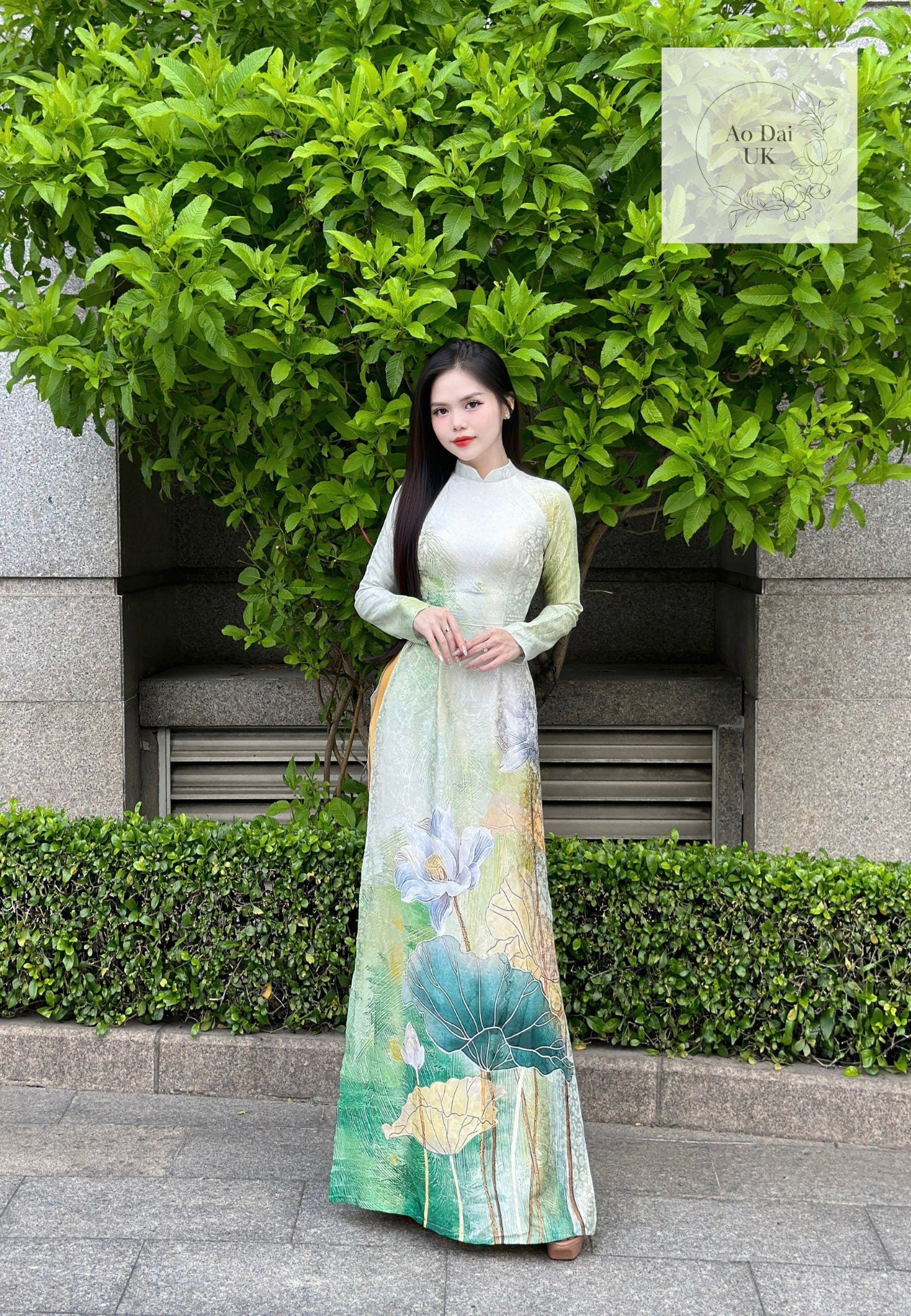 Luxury jacquard silk Ao dai - Ao dai truyen thong