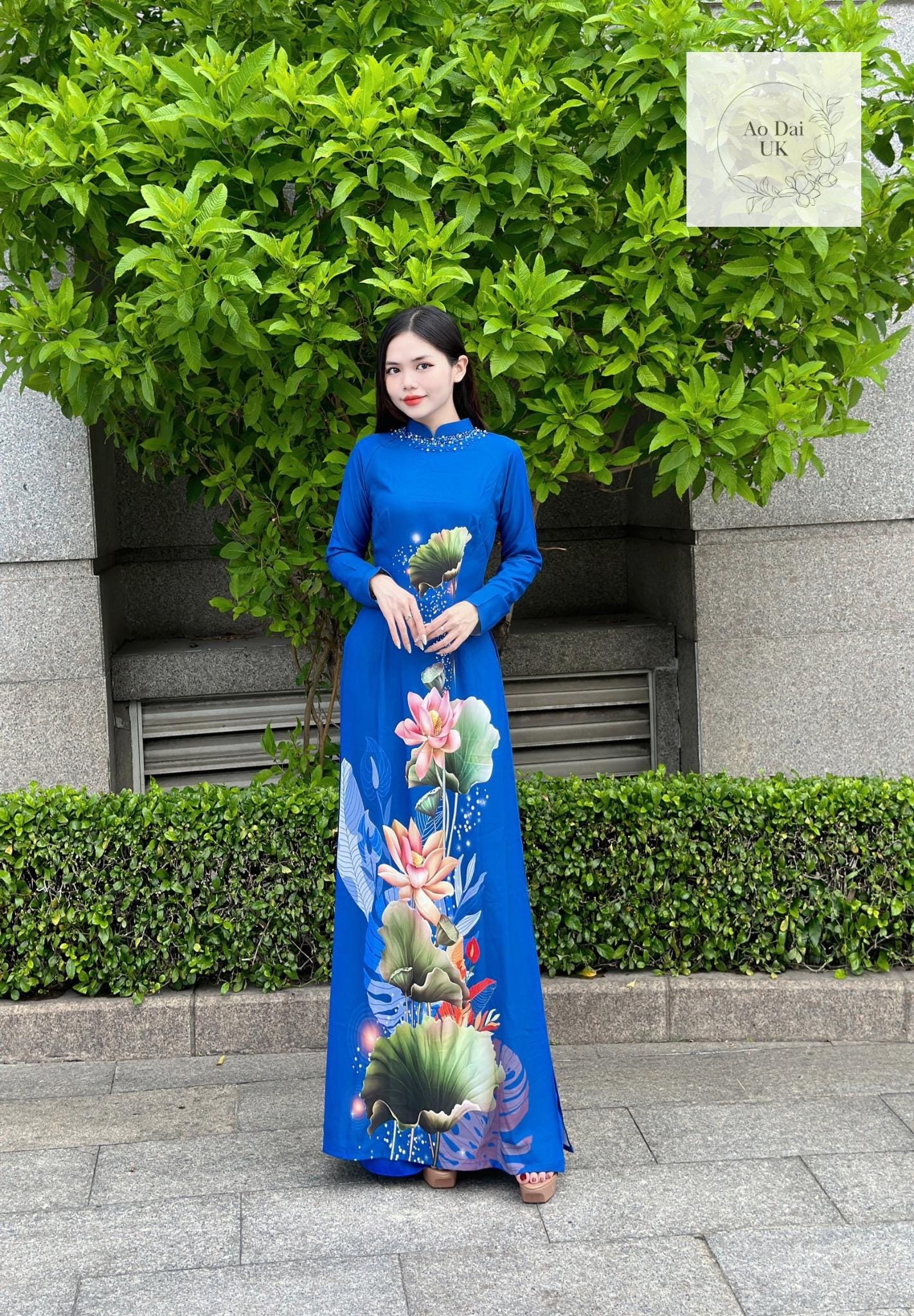 3D traditional silk Ao dai - Ao dai truyen thong - Vietnamese traditional dress for women